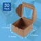 50 Pieces Single Pastry Box 4-Inch, Packaging with Clear Display Window, Donut, Mini Cake, Pie Slice, Dessert Disposable Take-Out Container, Brown, 4 x 2.3 x 4 Inches